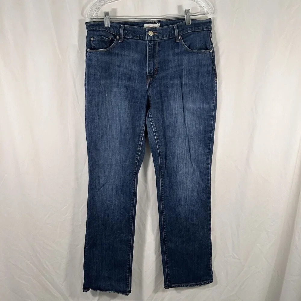 Levi's 505 Jeans Women's 32 Dark Wash Denim High Rise Straight Cotton Blend